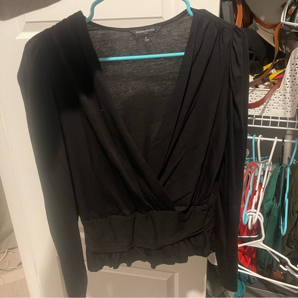 Banana Republic Black Open Front Peplum Top - Picture 2 of 4